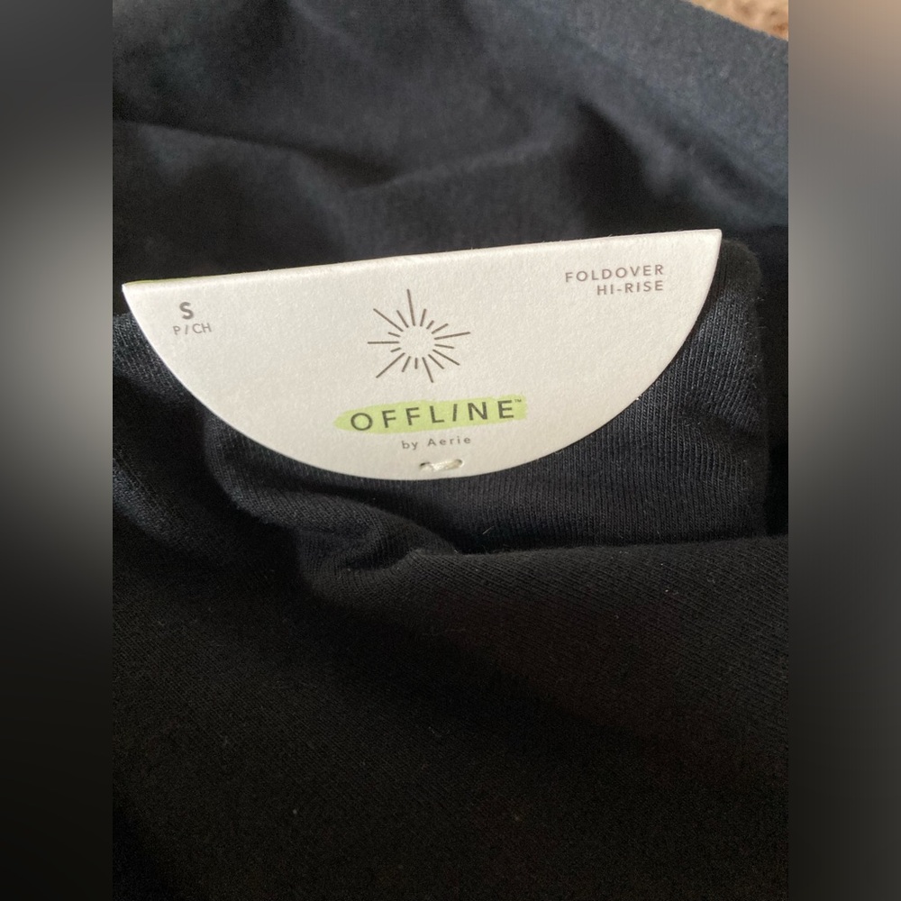 NWT Aerie Offline OG Super Flare Foldover Hi-Rise Leggings - Black